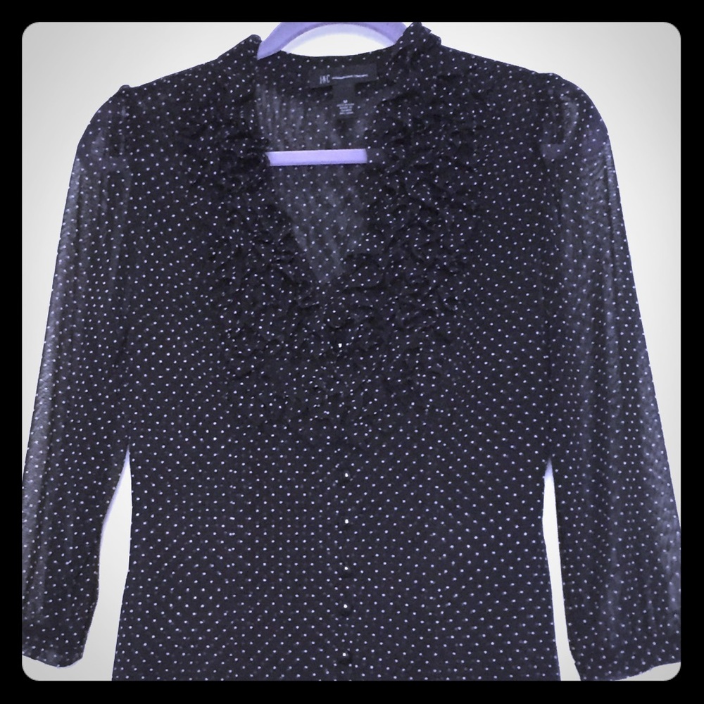 Polka dot sheer blouse